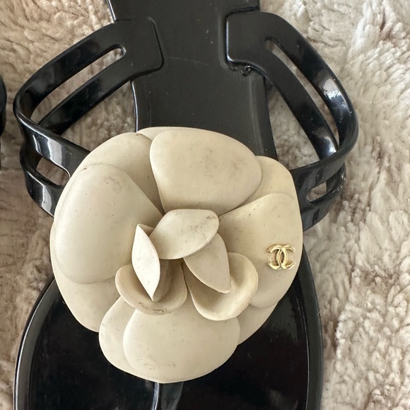 Chanel Black and Cream Women's Sandals - Picture 3 of 5